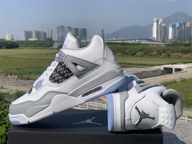New Air Jordan 4 Retro White Grey Shoes